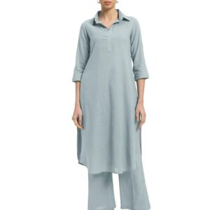 Thevasa Women's Black Everyday Delight Collar Kurta